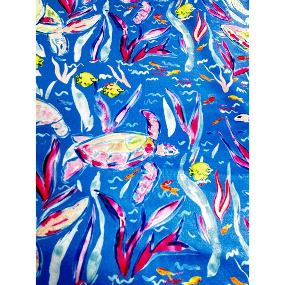 Proud 90 Turtle & Fish Golf Polo Shirt Mens 2X Blue & Pink Sea Life Short Sleeve